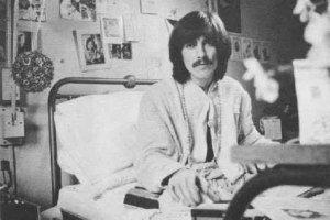 George breaks up with his tonsils, February 1969. Photo appears in his autobiography, I Me Mine.