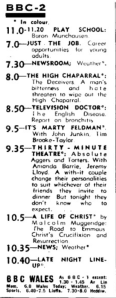 January 13, 1969, BBC-2 listings